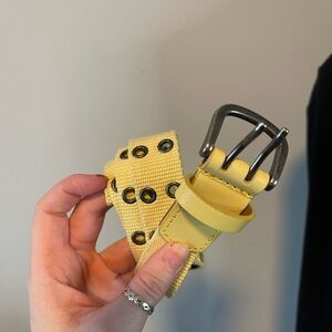 Y2K Butter Yellow Grommet Belt S
